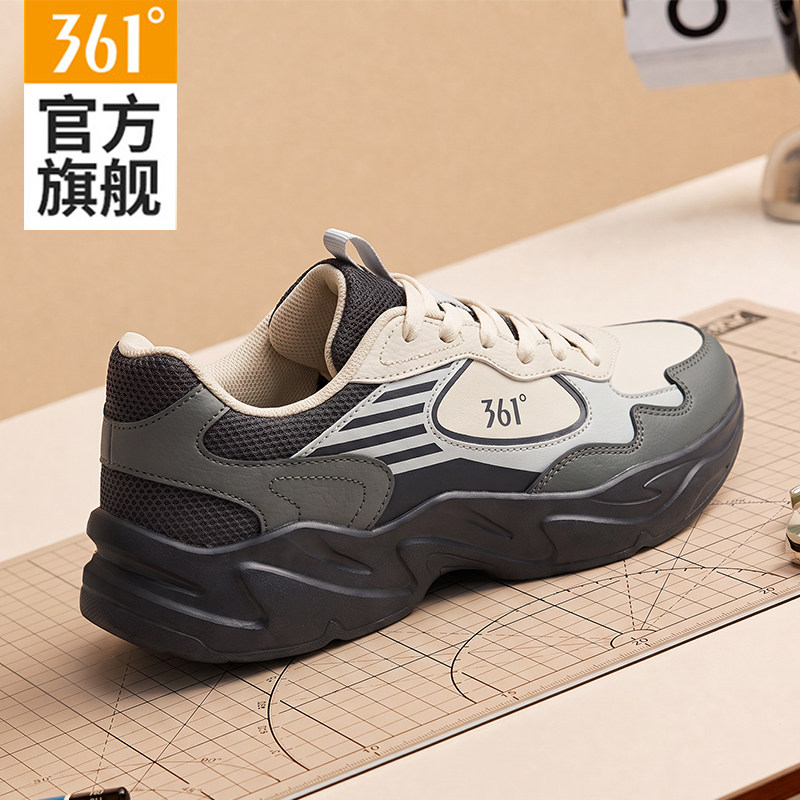 361男鞋2026新款春秋轻便防水跑步鞋子减震休闲鞋皮面运动鞋男款