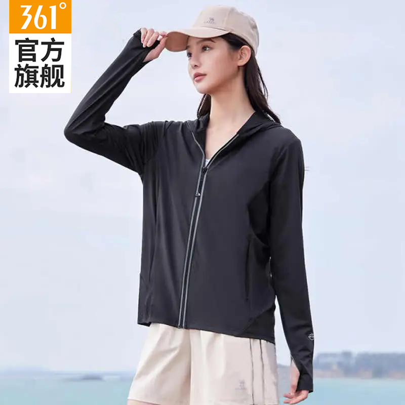 361防晒衣女2026夏季新款透气薄款运动风衣女款休闲宽松黑色外套