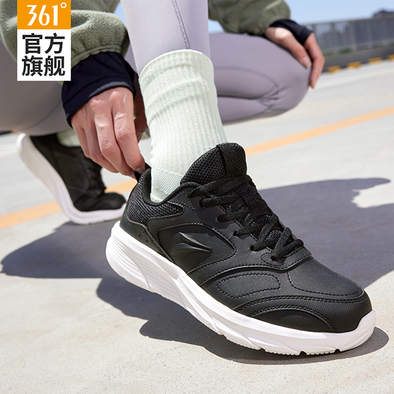 361女鞋皮面防水轻便黑色休闲鞋