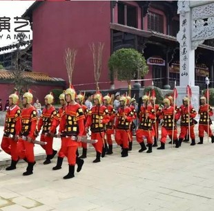 古代士兵衣服男女孩学生表演古装 士侍卫兵服将军战袍演出戏服套装