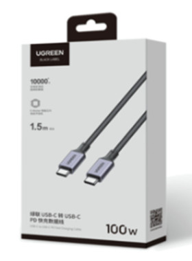 绿联15087适用于苹果16/15快充线ipadpro/笔记本通用双c1.5米100W编织US502