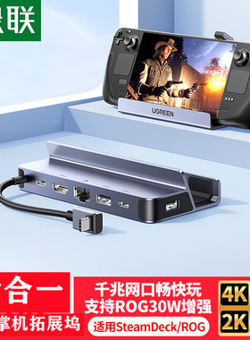 绿联15388弯头游戏掌机拓展坞C转HDMI+千兆网卡+PD六合一CM666