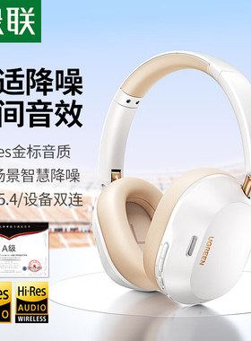 绿联头戴式降噪蓝牙耳机HituneMAX5C=HP203白色/黑色-蓝牙5.4版本