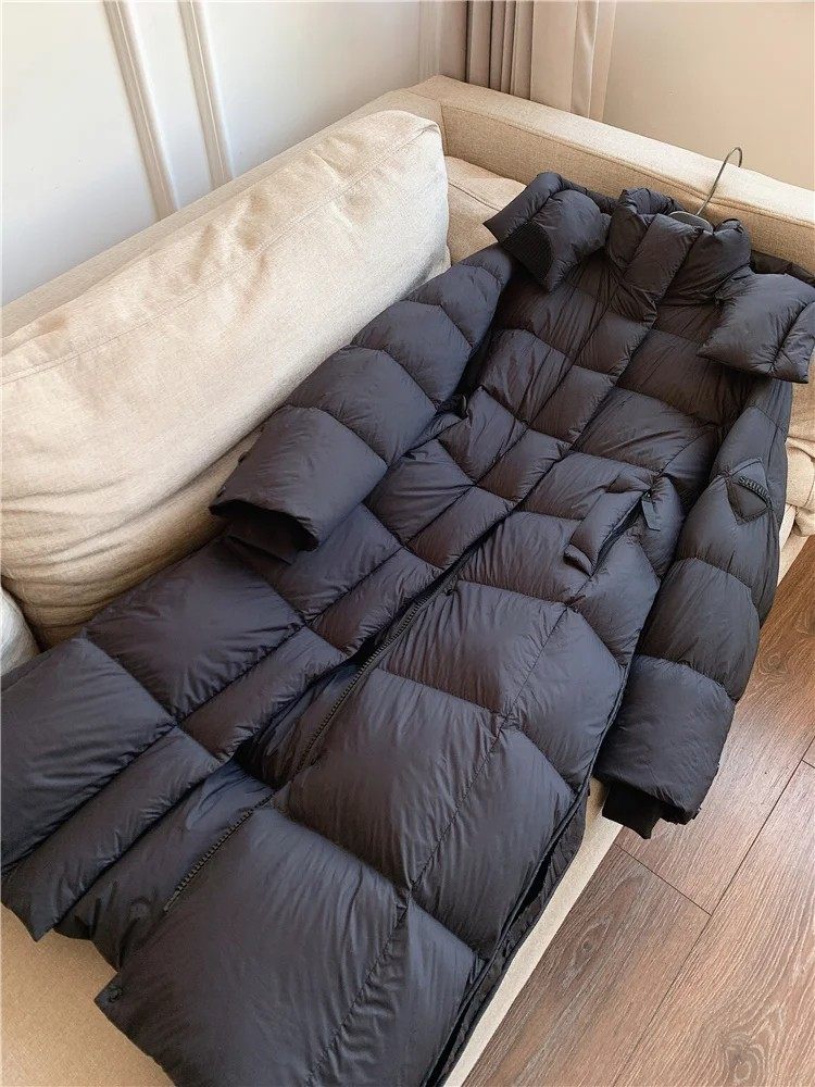 断码甩货300十白鹅绒2025加厚篙定可拆卸连帽黑色长款羽绒服女