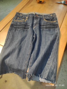 女 断码 五分低腰牛仔裤 手工缝线 甩货毛边