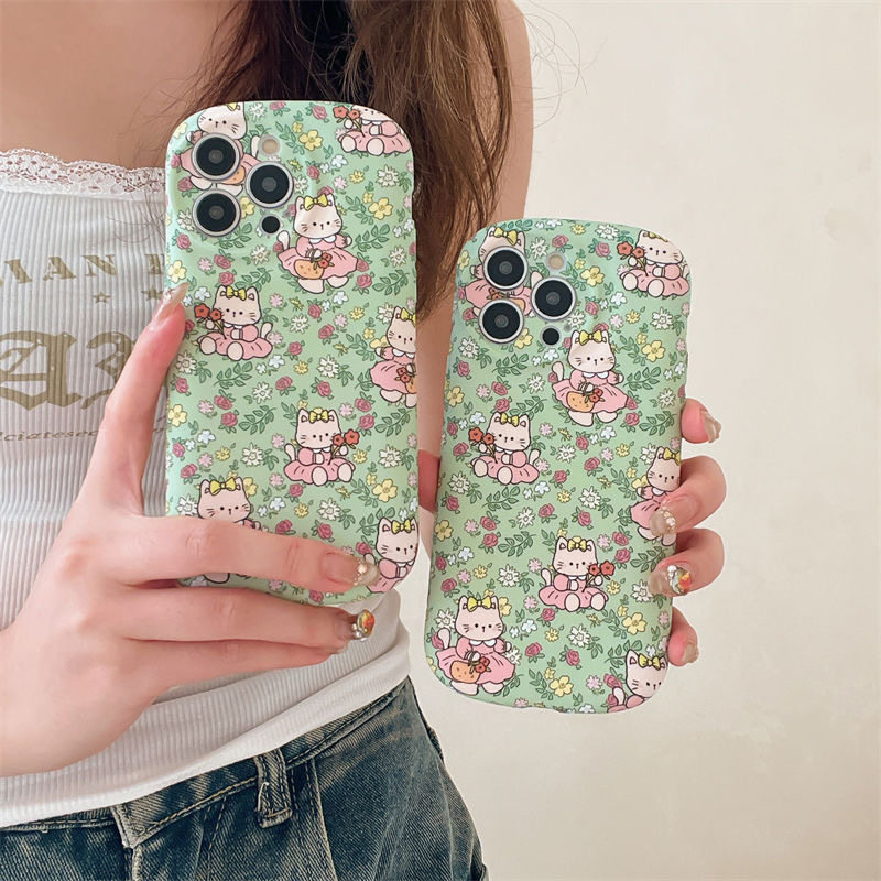 适用苹果16手机壳iPhone17新款15/14promax新款可爱16pro椭圆满屏碎花kt猫咪12液态胶囊磨砂硅胶防