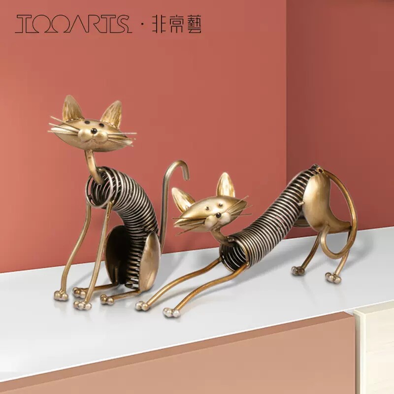 复古乐队猫铁艺摆件新中式KTV吧台酒馆前台 创意音乐软装工艺展示