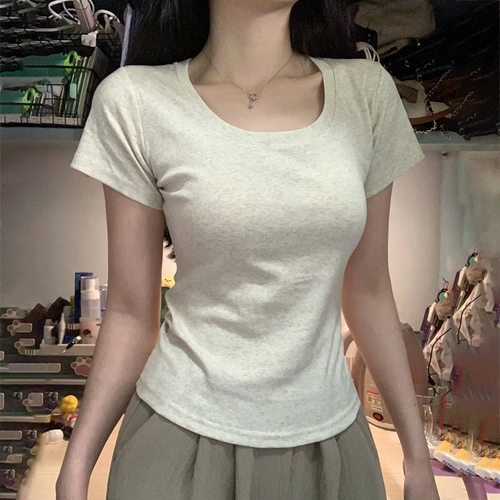 2025夏季新款正肩短袖V领T恤女
