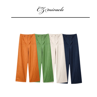 【定制款～窄窄裤】比利时进口亚麻+莱赛尔/松紧腰麻裤 JZ-4232C