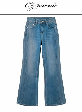 【长腿秘籍】“新昌景品牌牛仔”/高弹力微喇裤牛仔裤JZ-2833c