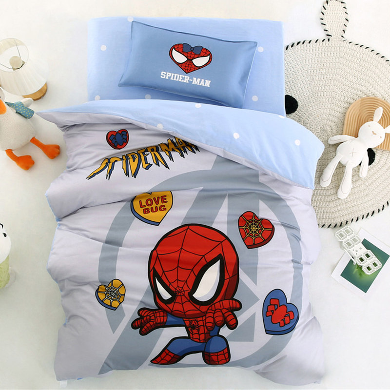 蜘蛛侠幼儿园三件套纯全棉入学床品六件套子母被褥子奥特曼太空