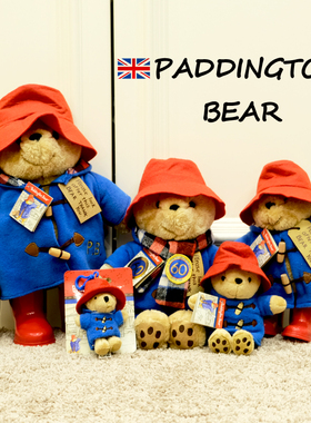 英国正版帕丁顿熊paddington红帽子泰迪熊朴彩英同款公仔毛绒玩偶
