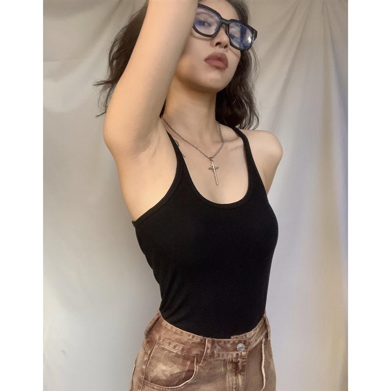 JOEYONO细带吊带1.0背心女美式螺纹修身工字内搭领外穿辣妹低领