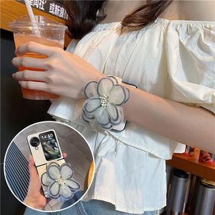 适用小米mixflip折叠屏手机壳FindN3Flip手腕带xflip简约华为novaFlip皮质防摔荣耀vflip折叠华为pocket2全包