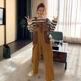 【春季新款】撞色背带裤p110k158一套装p185k238，女装连体裤，Mushroom