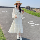 法式粉色V领长袖连衣裙女春夏2025年新款温柔风仙气超仙森系长裙，女装连衣裙，Mushroom