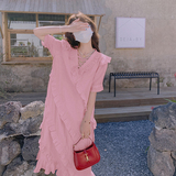 【新款】出货中惊艳荷叶边长款连衣裙280-2239-P120k178，女装连衣裙，Mushroom