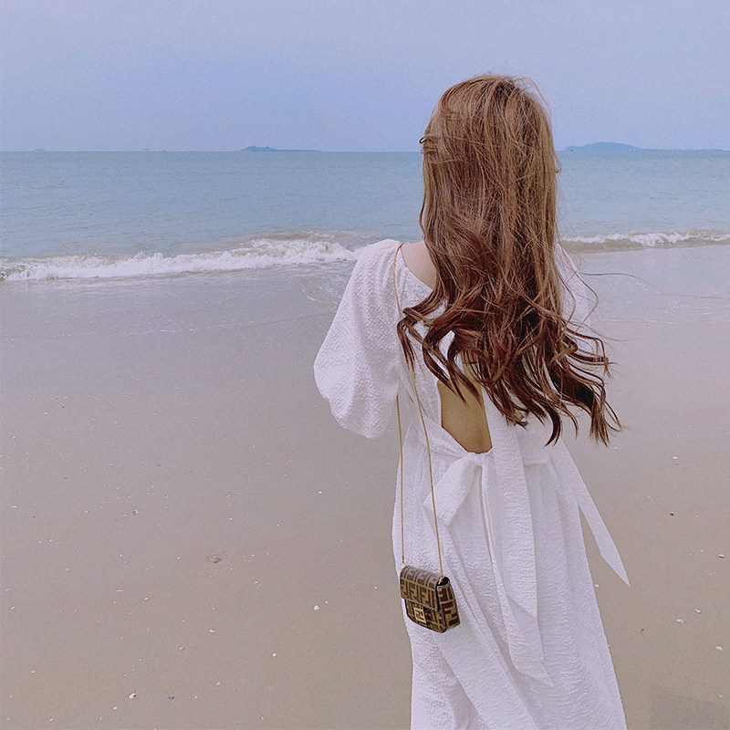 2023夏季现货，露背沙滩连衣裙长裙280-2101-P110K168，女装连衣裙，Mushroom