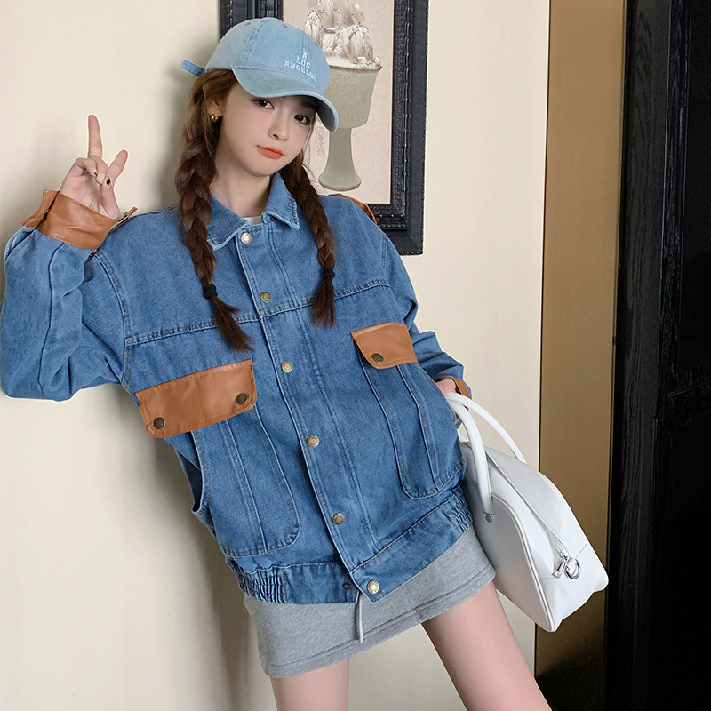 【新款】重工拼接牛仔外套2302-P140K198,女装短外套,Mushroom