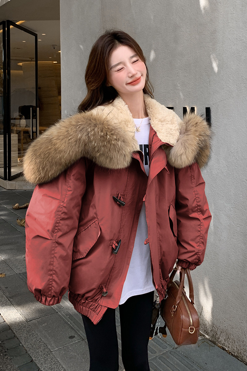 【数据好主推】新增南瓜色貉子毛90派克羽绒服B220-2461-P375K558,女装羽绒服,2B220