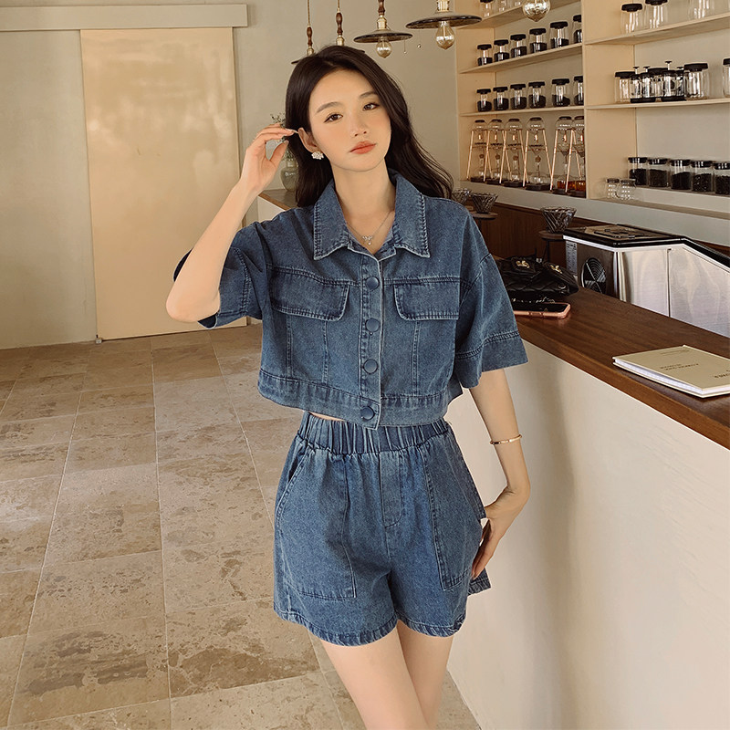 【夏款】小个子牛仔两件套学生2277p135k188,女装套装/套裙,Mushroom