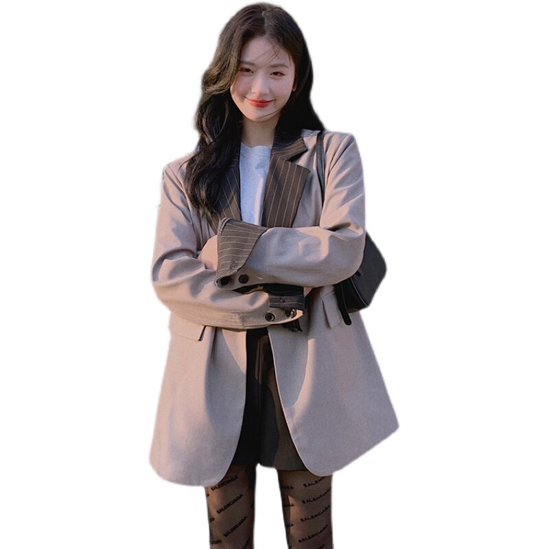 【2023春】出货中oversized领口拼接西装011-950-p115-k168,女装西装,Mushroom