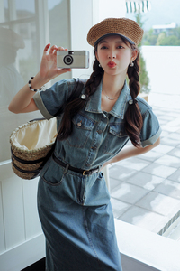 【数据好 】面料已下 牛仔短袖连衣裙送腰带2292 p125 k178图片