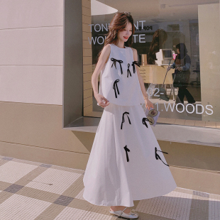 28010P145K218 放心推韩系蝴蝶结背心半身裙套装 数据好大货