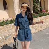 【夏款现货】牛仔两件套学生短裤2277p135k188，女装套装/套裙，Mushroom