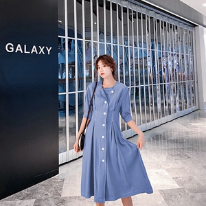 大货已出，2022夏装新品法式桔梗风明线连衣裙8306-862-P90控148图片