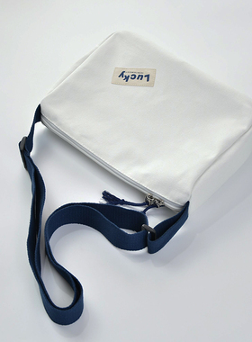 新款学生百搭单肩斜挎包包男女简约全棉帆布肩包斜挎包女包大容量