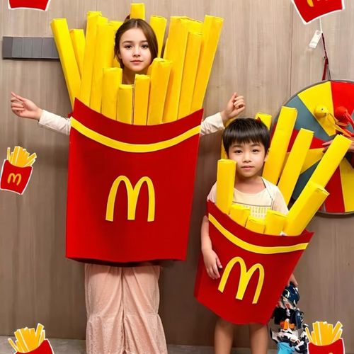 儿童装扮服装搞笑薯条演出服