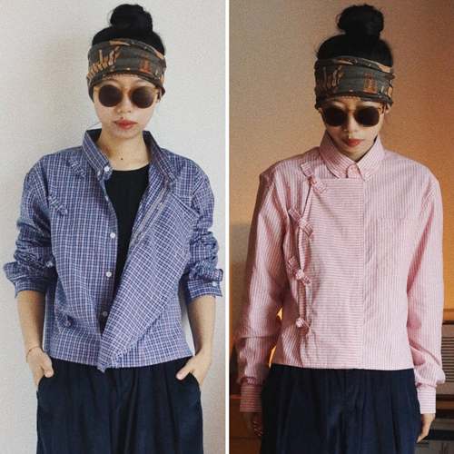 时舟宽松中性中式盘扣棉布衬衣