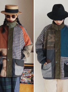 【时舟】羊毛粗花呢手工拼布制作 限量中性款 冬季英伦夹克外套