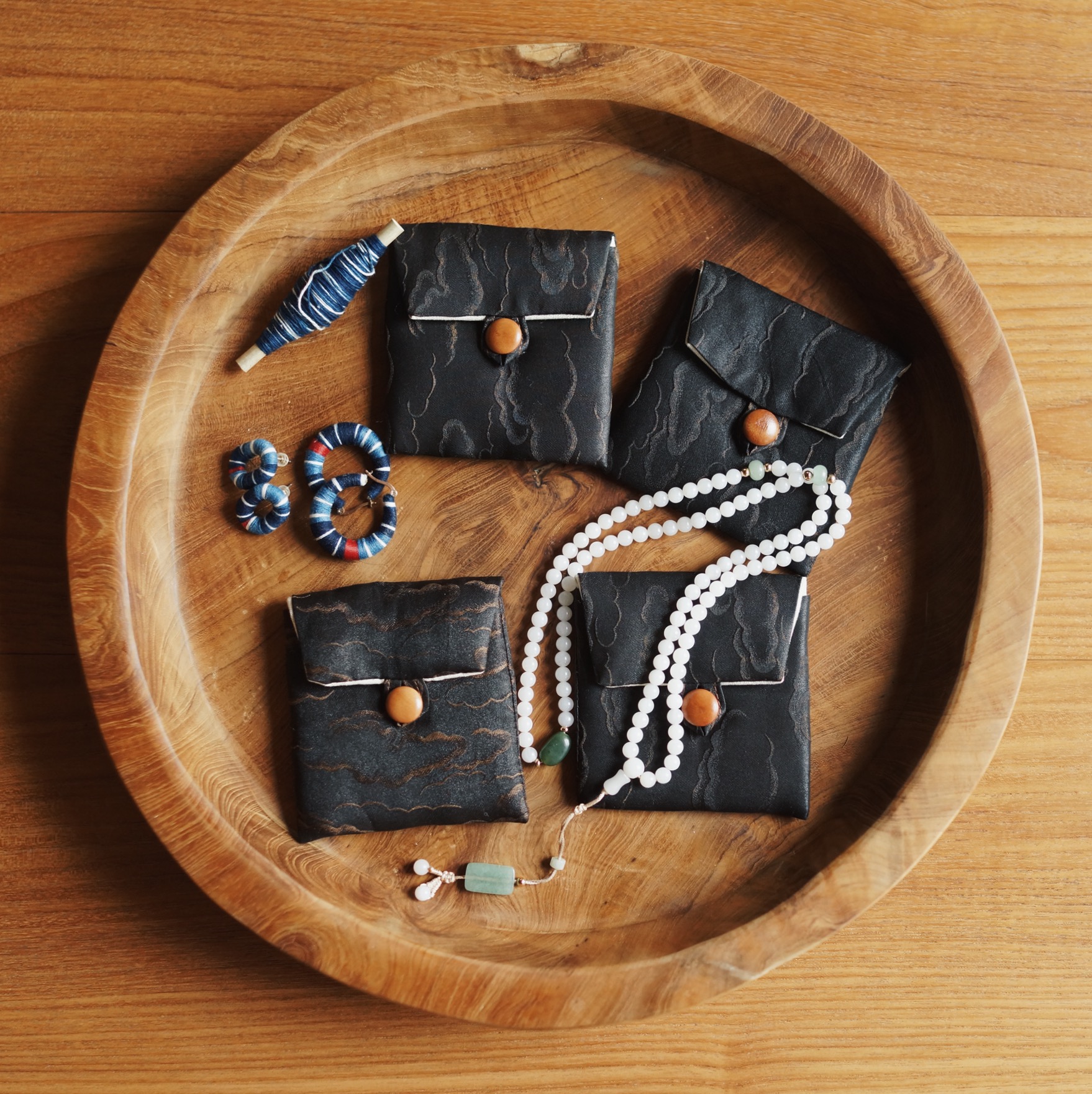 时舟香云纱桑蚕丝夹棉零钱首饰袋