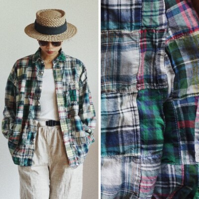 时舟宽松中性扣长袖棉拼布舒适