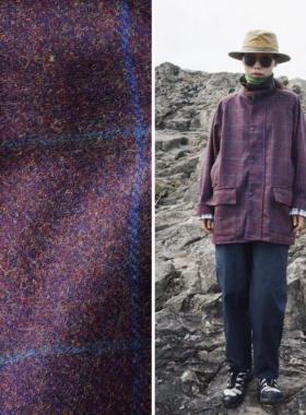 【时舟】复古蓝紫杂色格纹羊毛粗花呢 中性款 冬季英伦夹克外套