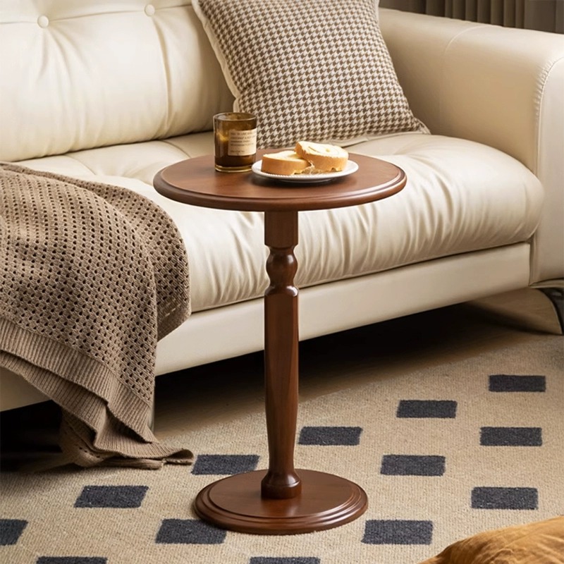 纯实木沙发边角几小圆桌杯子架
