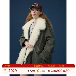 猫酱紫 巴恩新序 派克鹅绒服女设计感小众高级质感中长款羽绒服