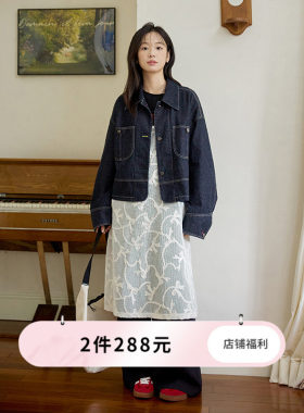 牛仔外套猫酱紫深蓝色小个子
