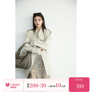 猫酱紫 一手长立领气质廓形风衣气质短款简约外套