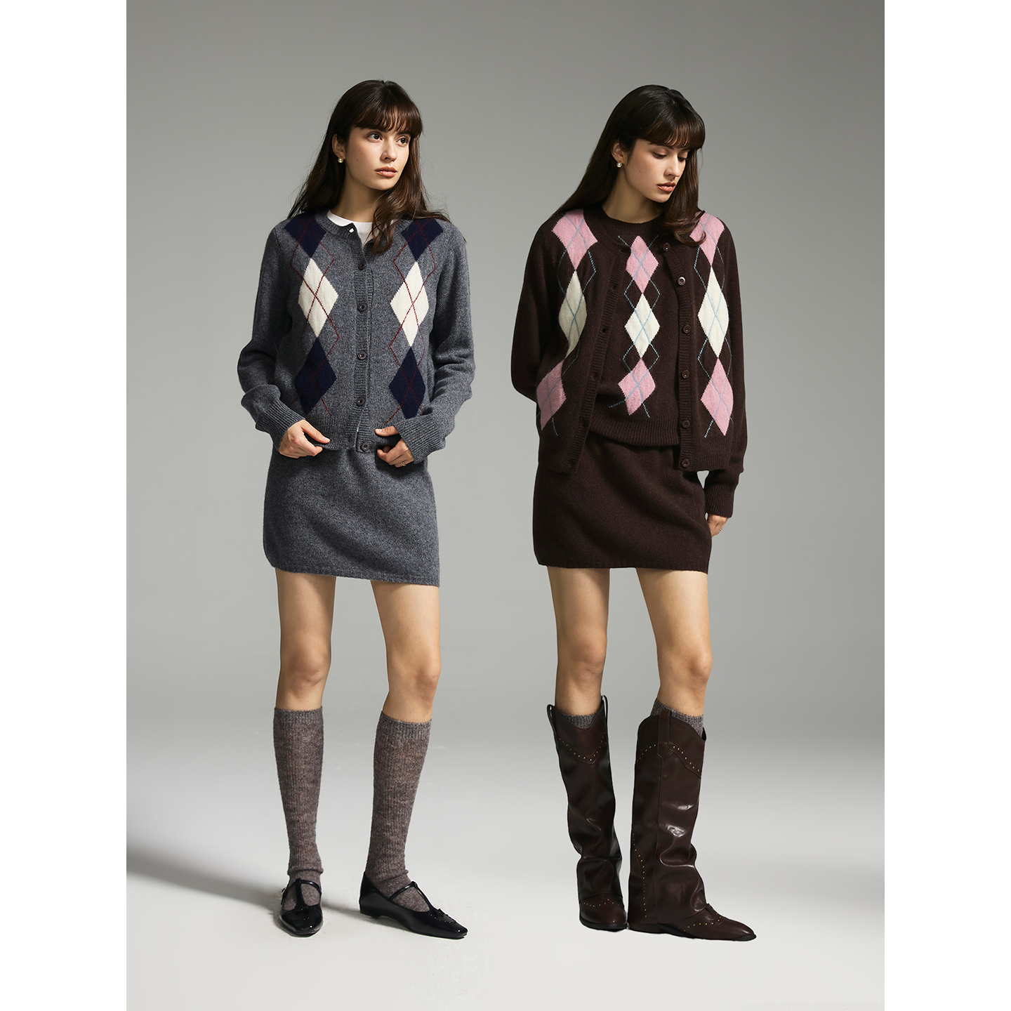 猫酱紫 摩天轮毛衣女圆领宽松设计感小众针织上衣