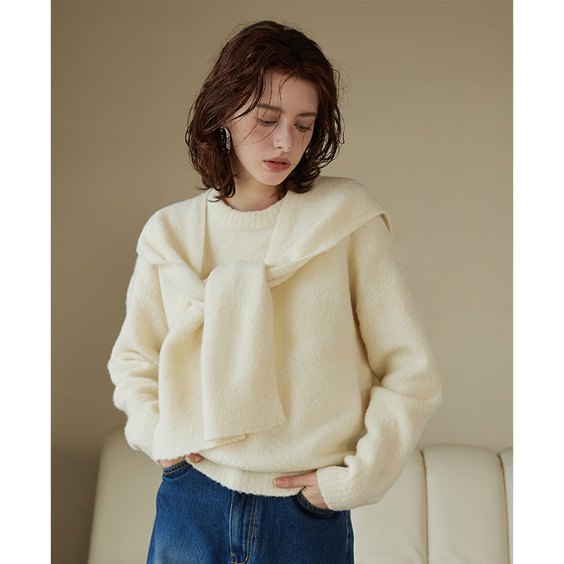 猫酱紫圈圈纱披肩毛衣