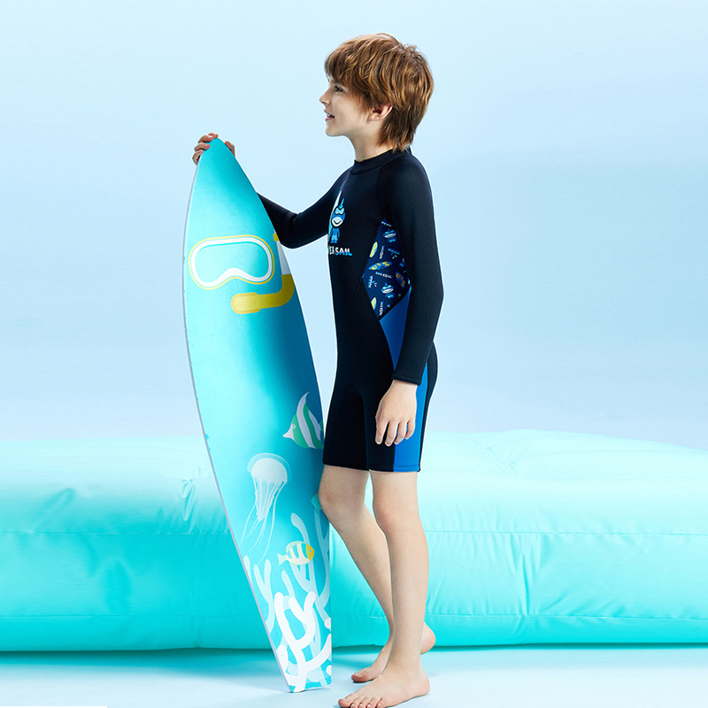 2.5mm儿童连体保暖游泳衣培训男女孩短裤冲浪浮潜桨板潜水wetsuit
