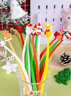 创意圣诞雪人驯鹿爷爷造型摇摇中性笔黑色学生文具圣诞礼品礼物