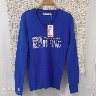 长袖 宝贝双星撤柜孤品羊毛衫 保暖线衫 春秋冬打底衫 女士 V领针织衫