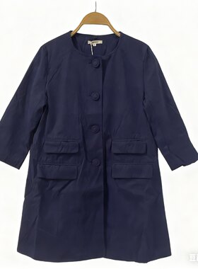 眼袋休闲单排扣风衣女秋冬新款小个子女生中长款大口袋显瘦棉外套