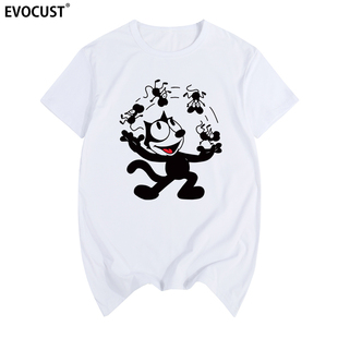 Felix the Cat短袖T恤菲利克斯猫卡通动漫青少年涂鸦流行休闲男女