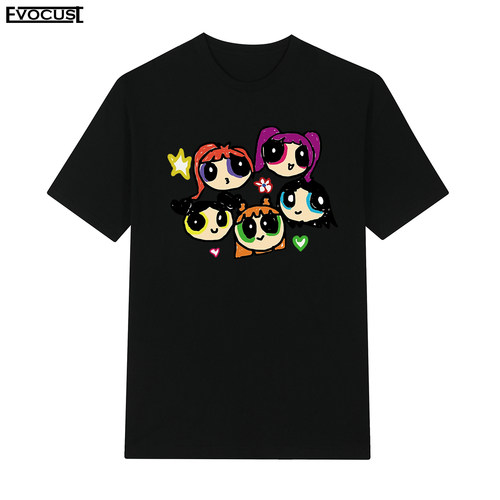 New jeans The Powerpuff Girls韩国女子演唱组合NJZ短袖T恤男女