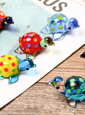 创意玻璃工艺品摆件家居饰水族箱造景鱼缸装饰品田园彩色乌龟玩具